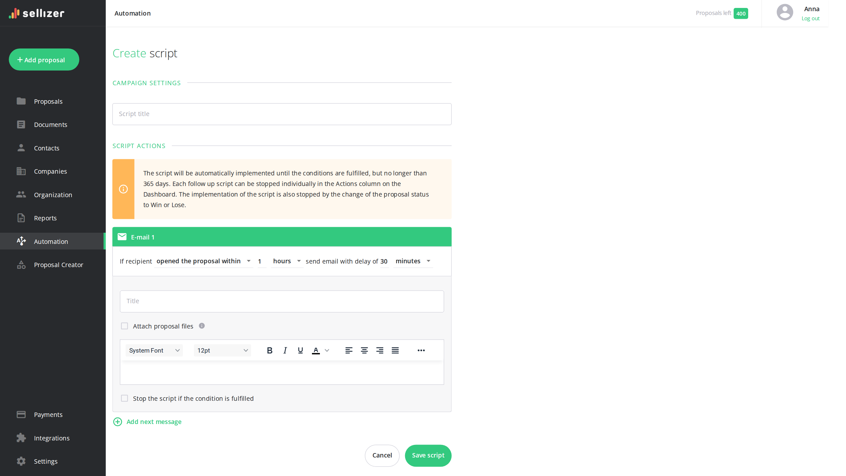 Set the order of your calls and run your own follow-ups.